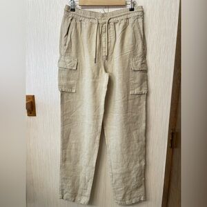 AQUA 100% Linen Cargo Trousers – Size M